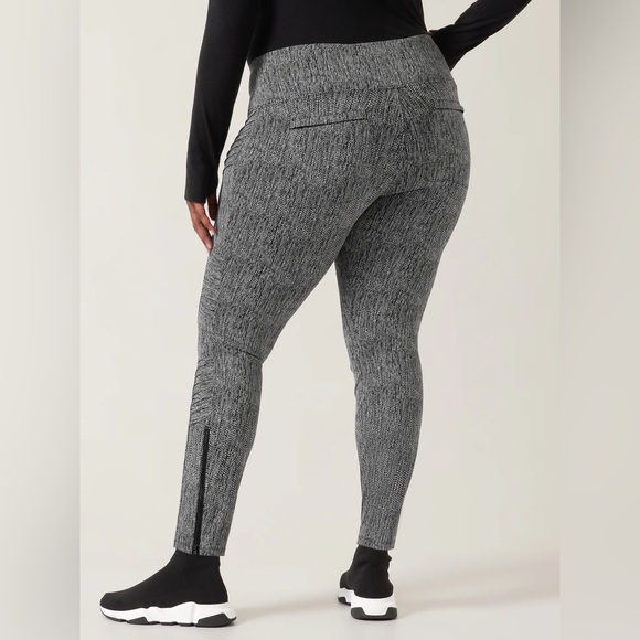 Athleta Pants - Athleta Marled Gray High-Rise Ankle Zip Leggings